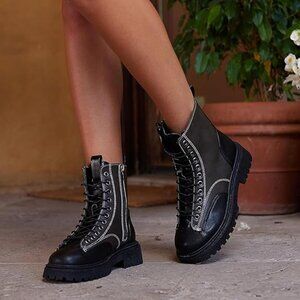 Olivia Miller Calliope Combat Women's Boots, Size: 9, Grey